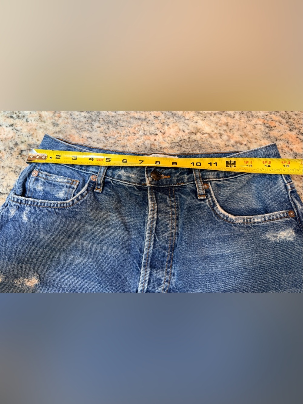 We The Free Size 31 Distressed Denim Shorts Raw Hem High Rise Festival Boho - Picture 5 of 13